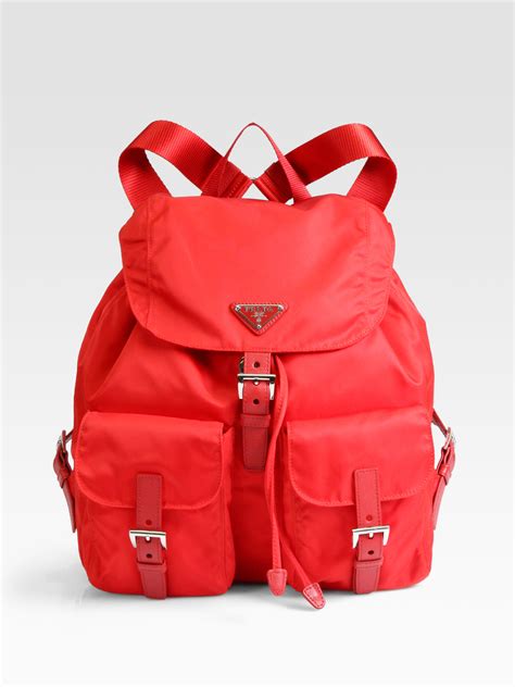 prada backpack nylon black red|authentic prada backpacks.